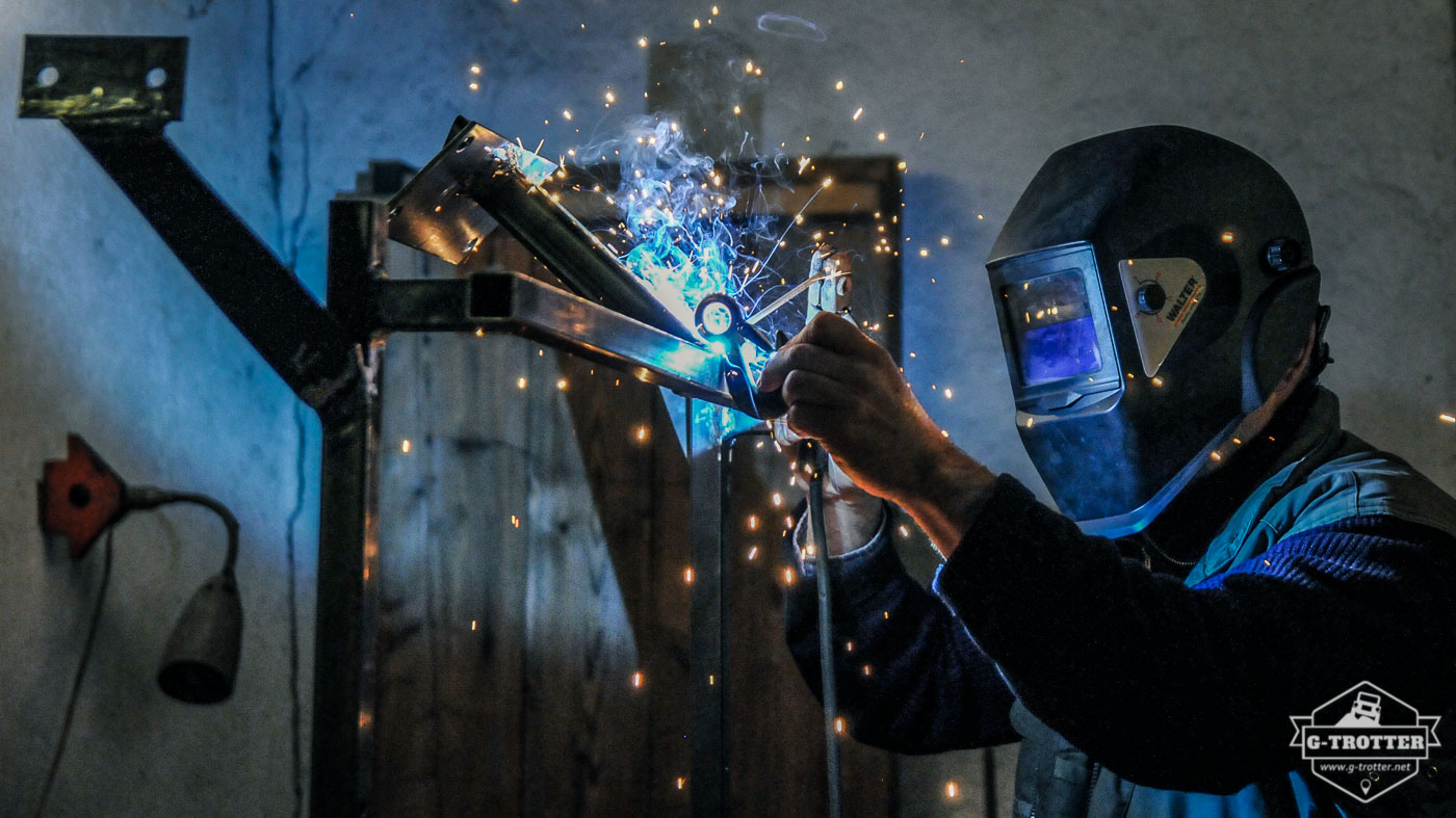 Welding on a tow-hook.