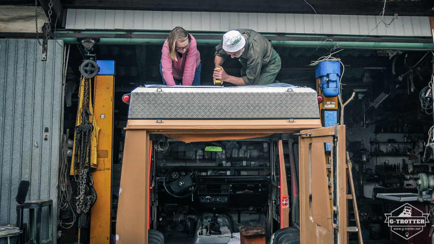 Since we we have already been working on the roof - we used the occasion and drilled the hole for the solar panel's cable. 