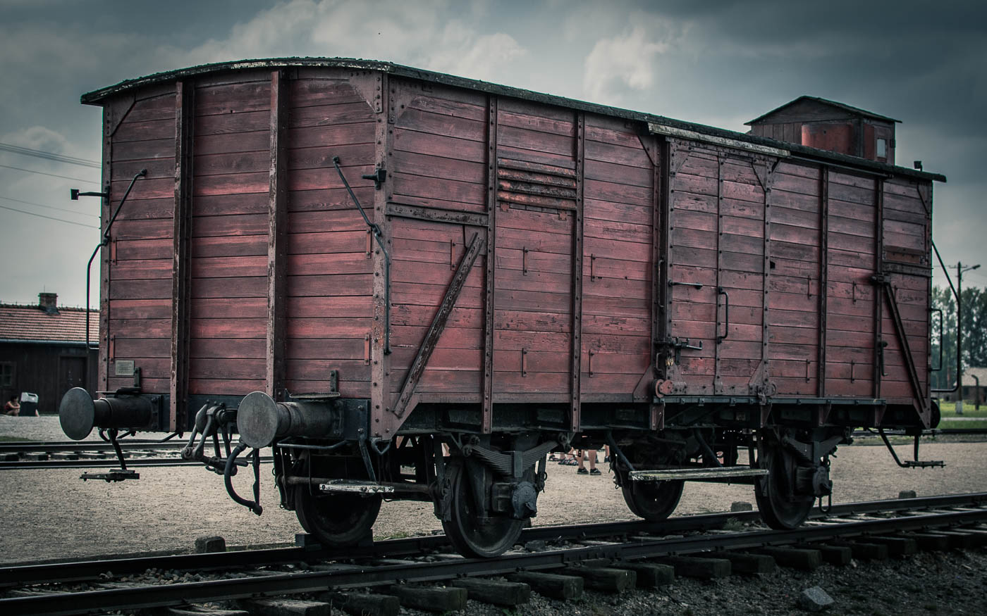 A railroad car has been symbolically parked next to the ramp where the SS carried out selection, sending the majority of the deported people to death in the gas chambers.