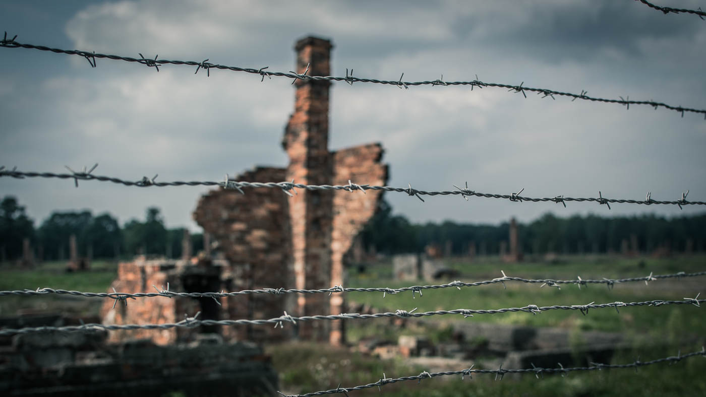 The ruins of a barrack at Auschwitz II-Birkenau.