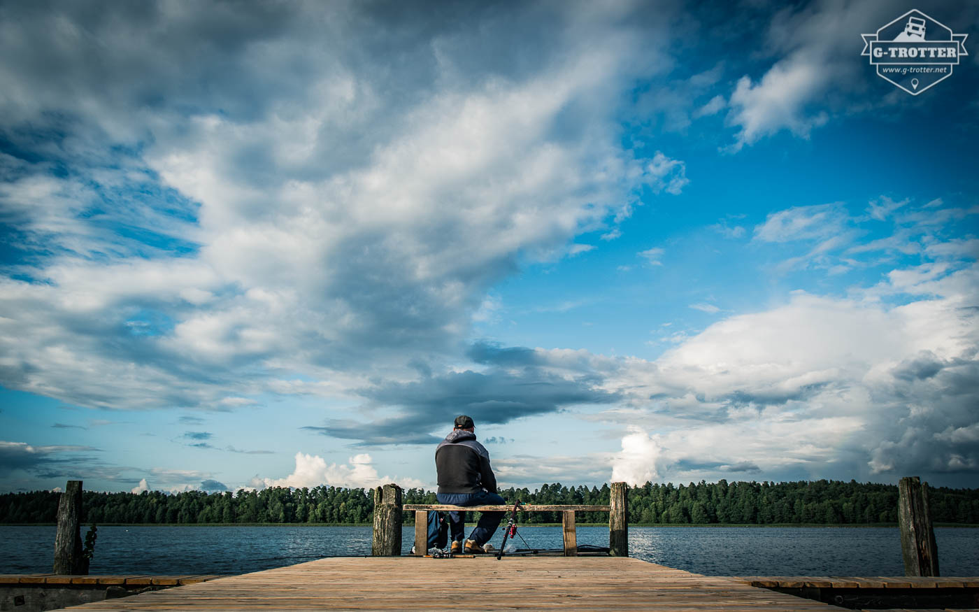 A lonely fisherman in the small town Augustow.