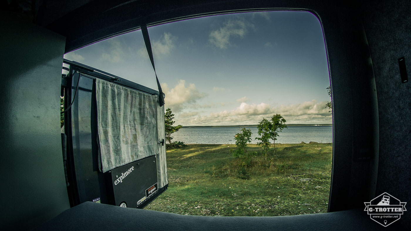 Die morgentliche Aussicht aus dem G auf der Insel Saaremaa. 