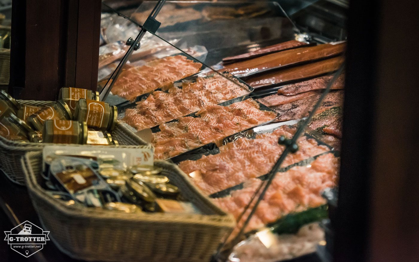 Fresh fish inside the Vanha kauppahalli, Helsinki's oldest market hall.