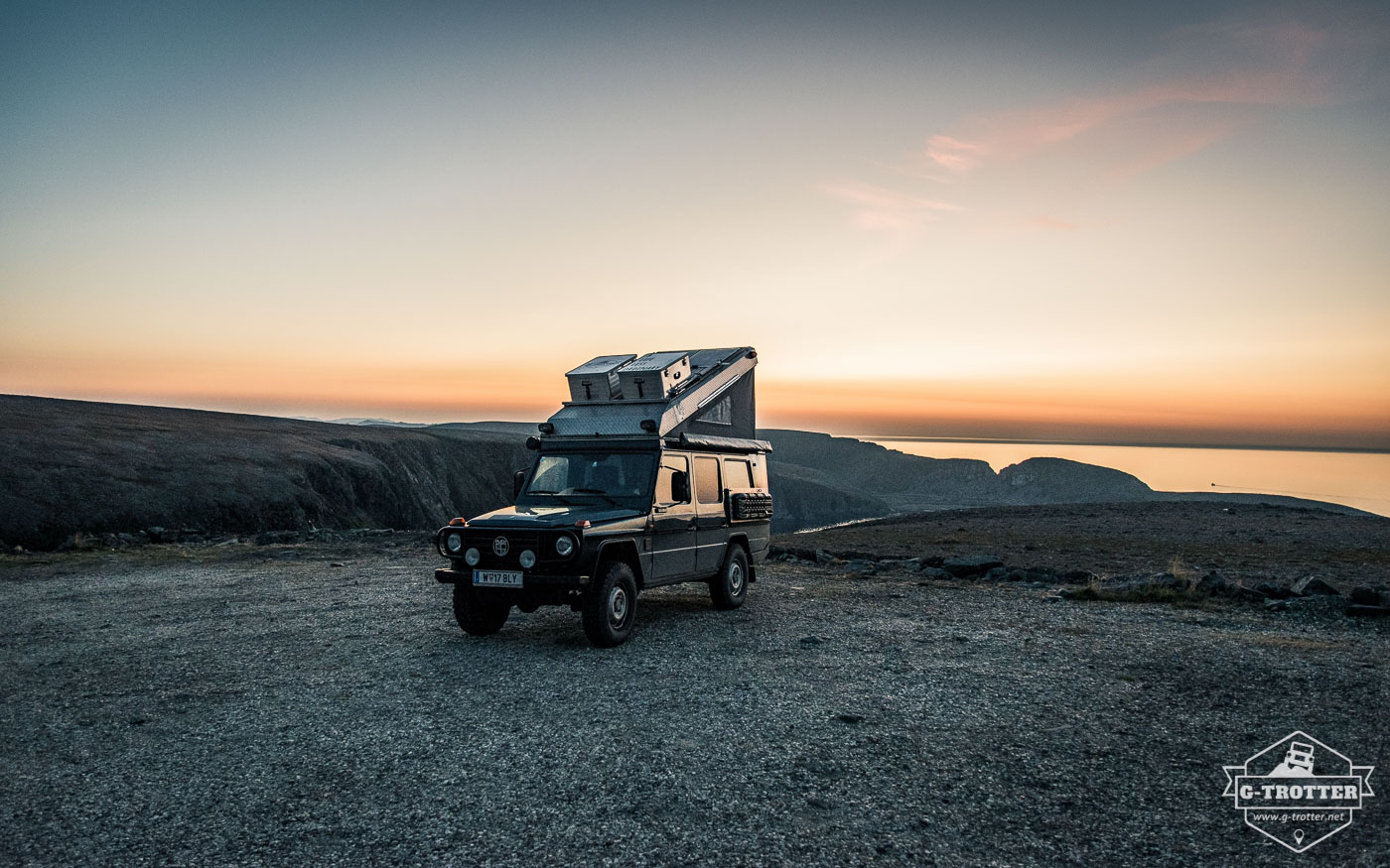 Watching the sunset from the North Cape`s parking lot where we also spent the night.