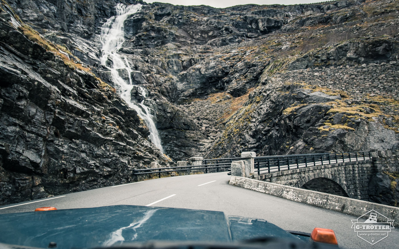 Waterfall at the Trollstigen serpentine road.