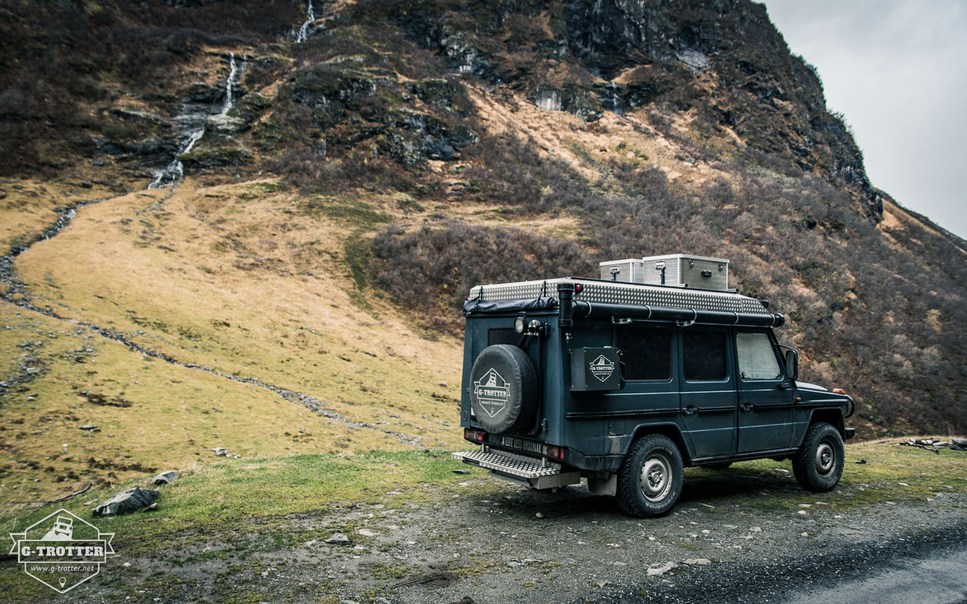 Our peaceful campspot just a few kilometers from the Geiranger Fjord.