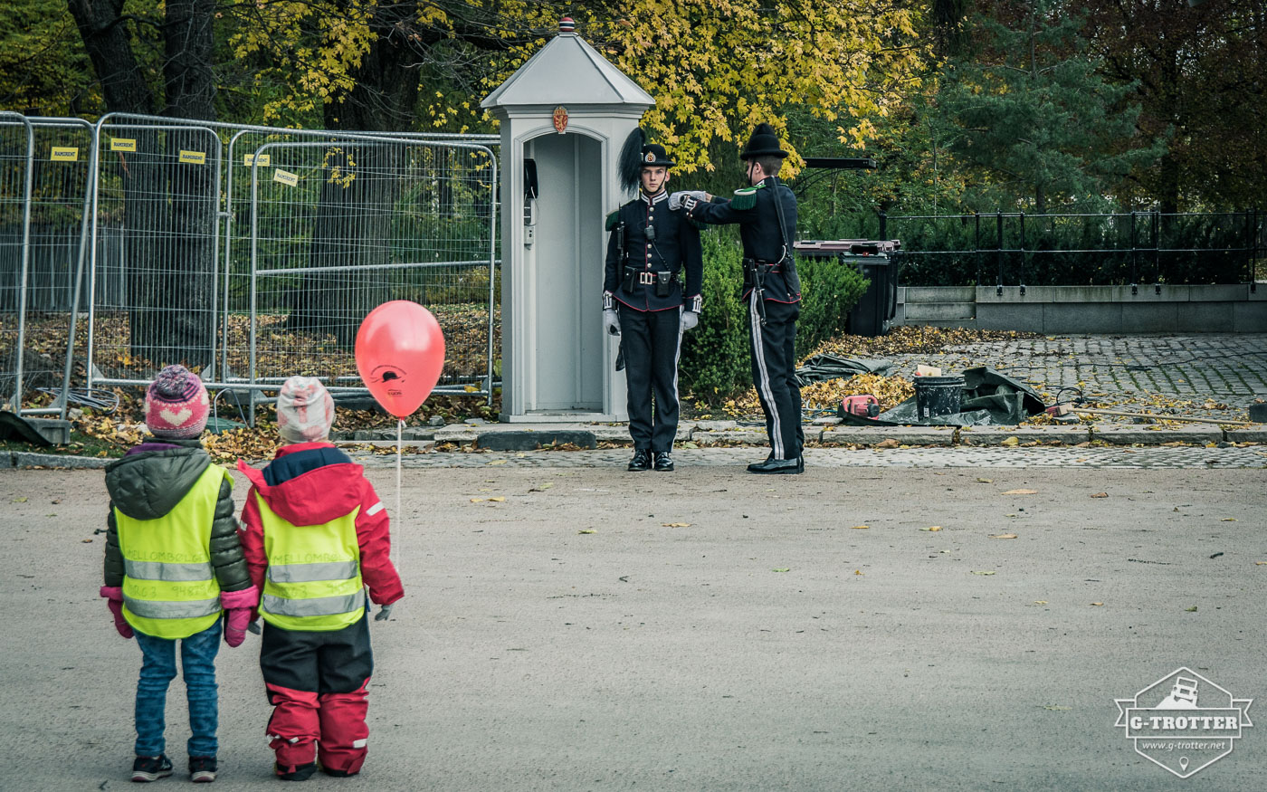 Changing of the guards in front of the royal castle.