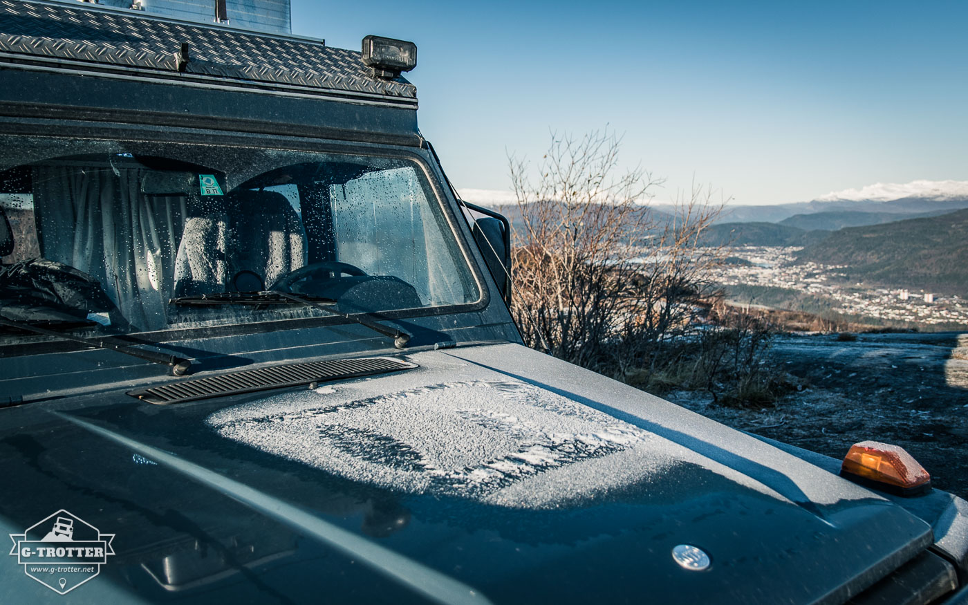 The morning after a frosty night on the mountain above the city of Mo i Rana. 