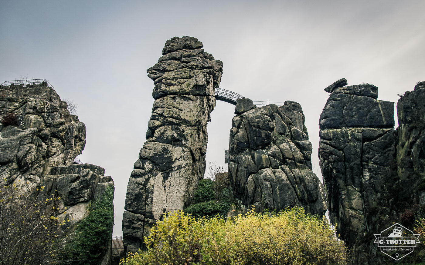 The Externsteine are a distinctive sandstone rock formation located in the Teutoburg Forest.
