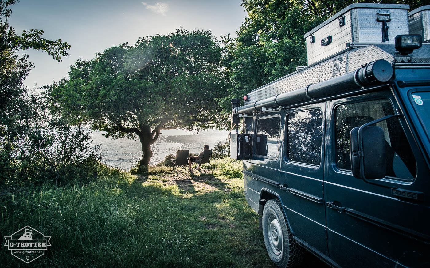 Stellplatz direkt am Strand in der Nähe von Rovinj.