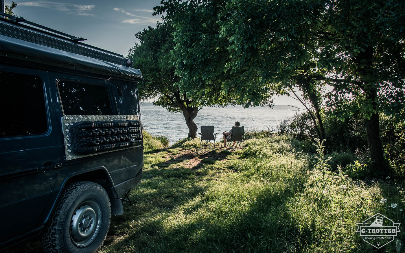 Stellplatz direkt am Strand in der Nähe von Rovinj.