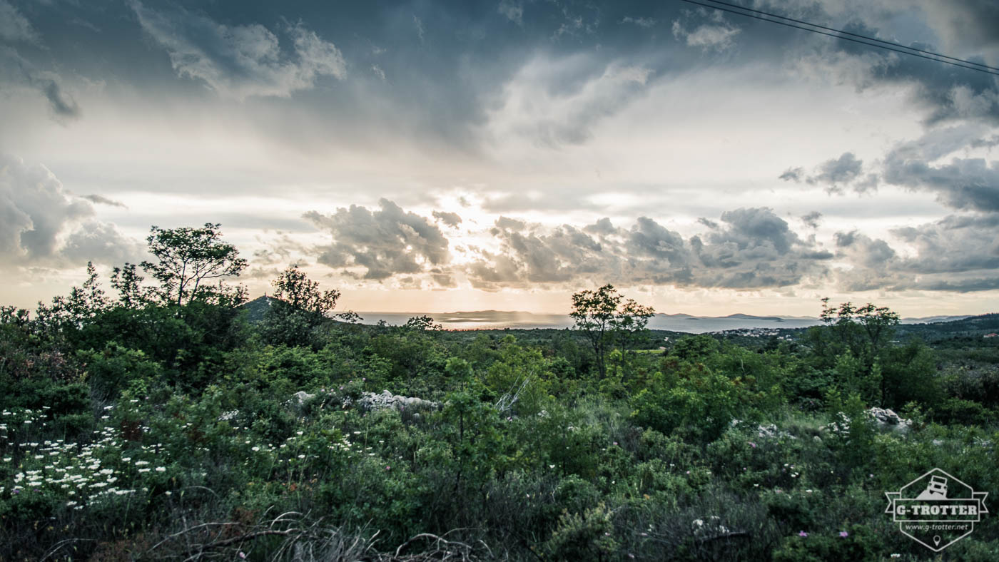 Rain clouds over the Croatian coast.
