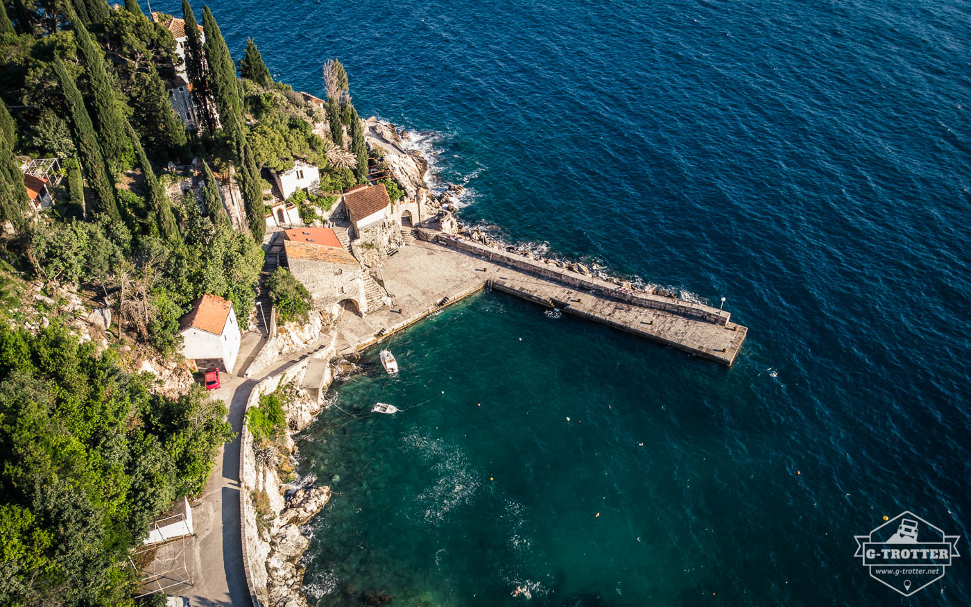 The dreamy harbor of Trsteno from above.
